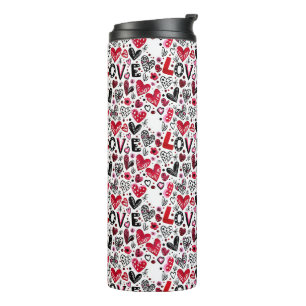 Bouteilles Isothermes amour et coeurs doodle art valentin