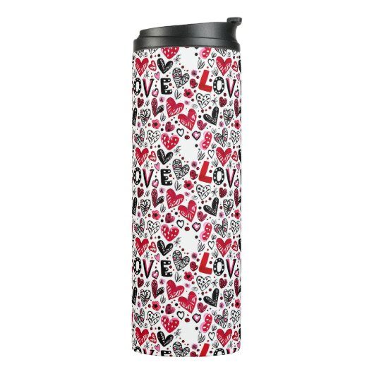 Bouteilles Isothermes amour et coeurs doodle art valentin (Tourné sur la gauche)