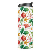 Bouteilles Isothermes Ampoules rouges de Noël, pièces de poinsettia et n (Tourné sur la gauche)