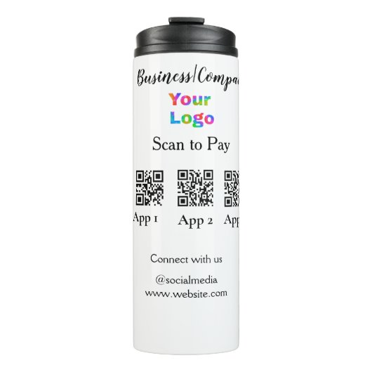 Bouteilles Isothermes Analyser pour payer le logo de l'entreprise Q R co (Devant)