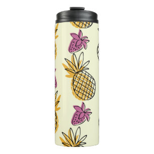 Bouteilles Isothermes Ananas, fraise design textile vintage.