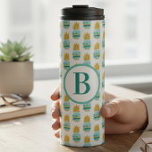 Bouteilles Isothermes Ananas Pailleté Vert et Or Monogramme