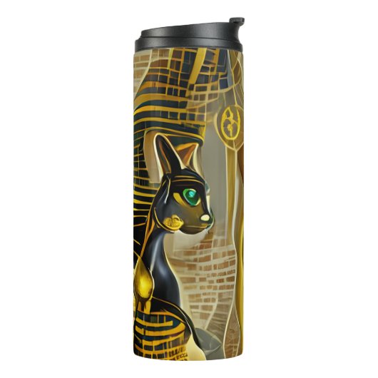Bouteilles Isothermes Ancienne déesse de chat égyptienne Bastet AI Art (Tourné sur la gauche)