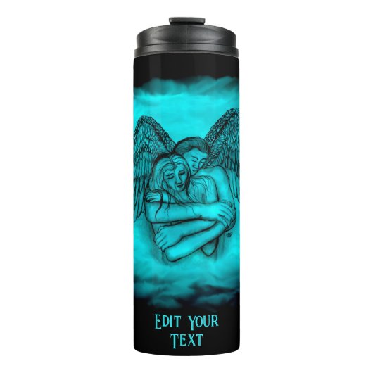 Bouteilles Isothermes Angel Eros en amour, design noir et vert (Devant)