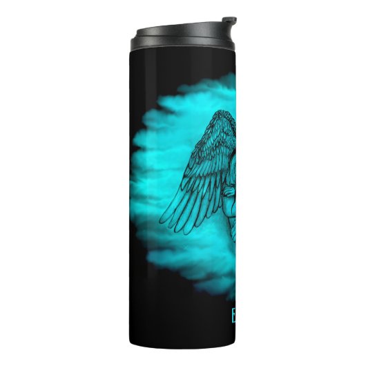 Bouteilles Isothermes Angel Eros en amour, design noir et vert (Tourné sur la gauche)