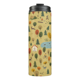Bouteilles Isothermes Animaux de forêt d'automne Vintage Papier peint