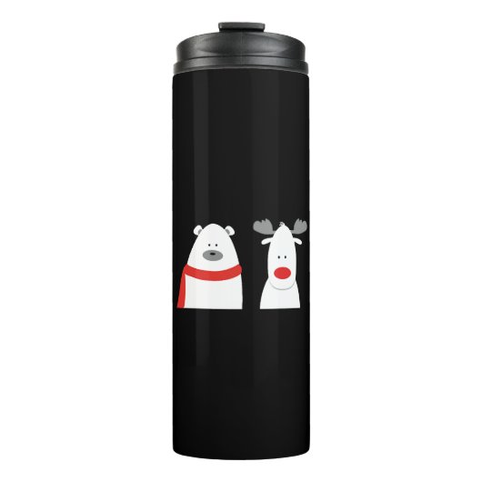 Bouteilles Isothermes animaux de noël mignons blancs et rouges (Devant)