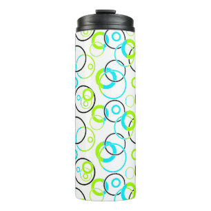 Bouteilles Isothermes anneaux et cercles bleus, verts et noirs sur fond 