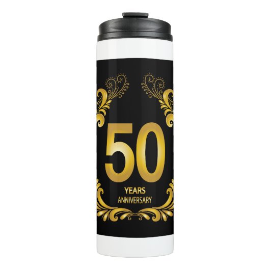 Bouteilles Isothermes Anniversaire de la Parties scintillant d'or de 50 (Devant)