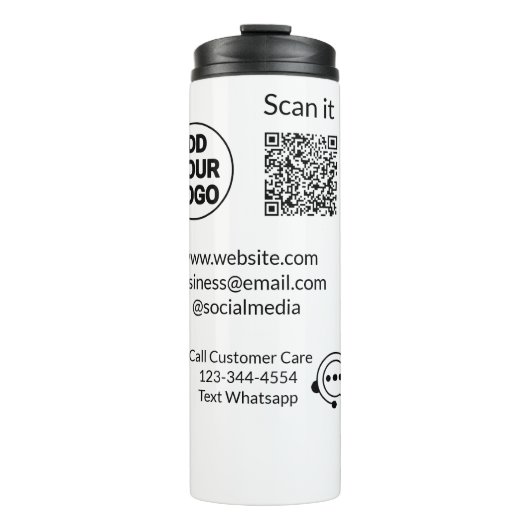 Bouteilles Isothermes Appeler le texte du service client whatsapp Q R co (Devant)