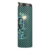 Bouteilles Isothermes Aqua Checkerboard Floral Personnalisé (Tourné sur la droite)