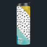 Bouteilles Isothermes Aqua et Gold Mélange Média Monogrammé<br><div class="desc">Design monogrammé amusant avec un motif cool de coups de peinture en noir et blanc avec des accents turquoises et or.</div>
