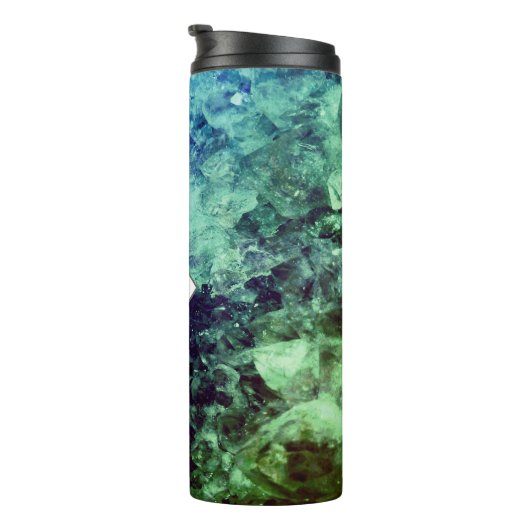 Bouteilles Isothermes Aqua moderne & Green Geode avec initial (Tourné sur la droite)