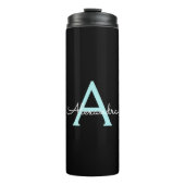 Bouteilles Isothermes Aqua Teal Blue Script Girly Monogram (Devant)