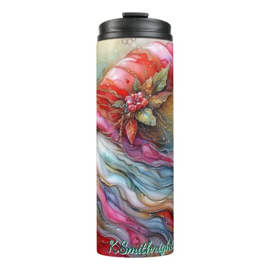 Bouteilles Isothermes Aquarelle Abstraite Noël Gnome Art (Devant)