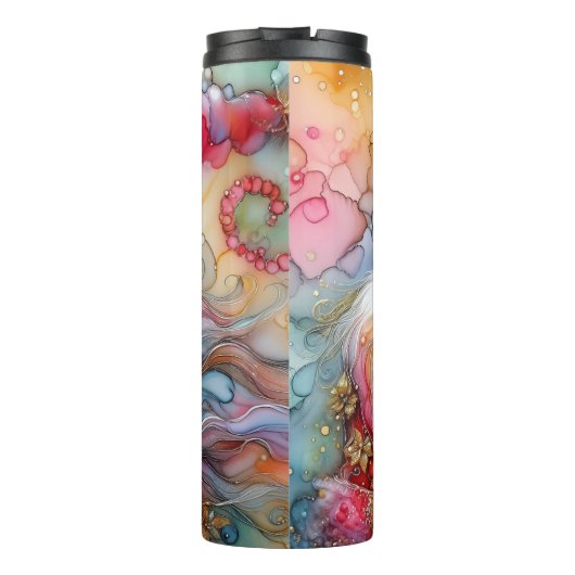 Bouteilles Isothermes Aquarelle Abstraite Noël Gnome Art (Dos)