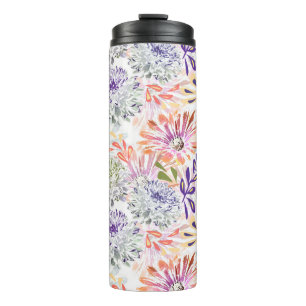 Bouteilles Isothermes Aquarelle blanche, fleurs roses