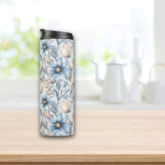 Bouteilles Isothermes Aquarelle botanique Bleu & Blush