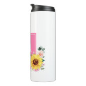 Bouteilles Isothermes Aquarelle botanique rose tournesol Monogramme (Tourné sur la droite)