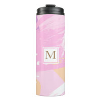 Aquarelle Brush Strot Monogram Thermal Tumbler