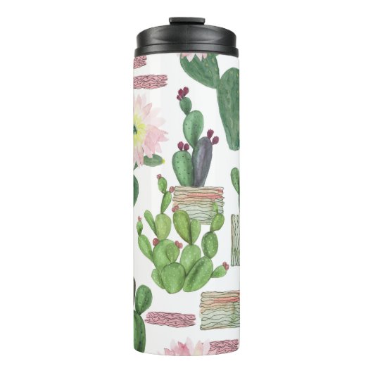 Bouteilles Isothermes Aquarelle Cactus Motif de peinture transparente (Devant)