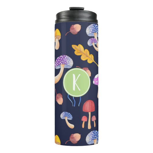 Bouteilles Isothermes Aquarelle Champignons d'automne | Monogramme (Devant)