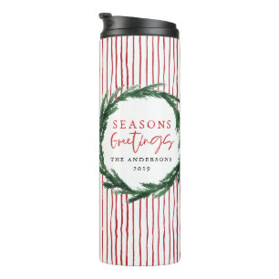 Bouteilles Isothermes Aquarelle couronne + rayures cadeau de Noël