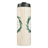 Bouteilles Isothermes Aquarelle couronne + rayures cadeau de Noël (Devant)