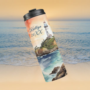 Bouteilles Isothermes Aquarelle croquis Byron Bay Lighthouse Monogramme