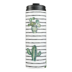 Bouteilles Isothermes Aquarelle de Cactus : Dessin de stylo Vintage.