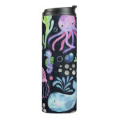 Bouteilles Isothermes Aquarelle de la vie marine, arrière - plan foncé. (Tourné sur la gauche)