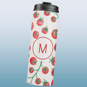 Bouteilles Isothermes Aquarelle de tomate Monogramme méditerranéen initi