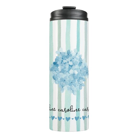 Bouteilles Isothermes Aquarelle féminine Bleu rayures (Devant)