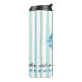 Bouteilles Isothermes Aquarelle féminine Bleu rayures (Tourné sur la gauche)