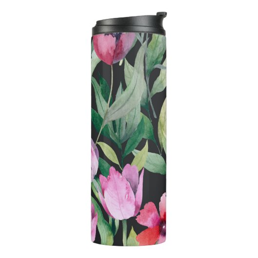 Bouteilles Isothermes Aquarelle fleurie, belle motif sans couture. (Tourné sur la gauche)