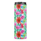 Bouteilles Isothermes Aquarelle Fleurs en Turquoise, rouge et rose (Dos)