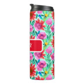 Bouteilles Isothermes Aquarelle Fleurs en Turquoise, rouge et rose (Tourné sur la droite)