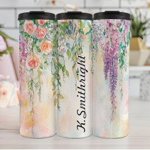Bouteilles Isothermes Aquarelle Fleurs suspendues avec Roses
