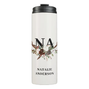 Bouteilles Isothermes Aquarelle florale bois de cerf chute rustique 