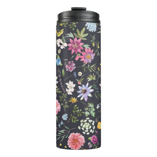 Bouteilles Isothermes Aquarelle Florale : Motif d'été doux. (Devant)