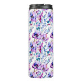 Bouteilles Isothermes Aquarelle florale violet Monogramme (Dos)