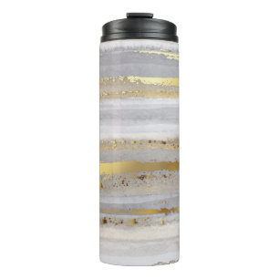 Bouteilles Isothermes Aquarelle gris et texture or de luxe