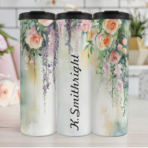Bouteilles Isothermes Aquarelle Hanging Plantes avec Roses