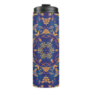 Bouteilles Isothermes Aquarelle Kaleidoscope Mandala Oriental Design.