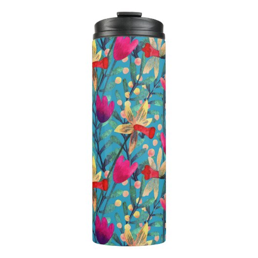 Bouteilles Isothermes Aquarelle Lumineuse : Design Floral Sans Maille. (Devant)