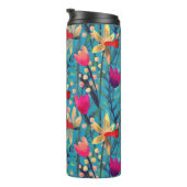 Bouteilles Isothermes Aquarelle Lumineuse : Design Floral Sans Maille. (Tourné sur la droite)