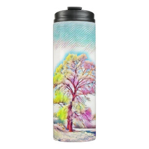 Bouteilles Isothermes Aquarelle moderne des arbres enneigés colorés