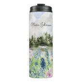 Bouteilles Isothermes Aquarelle monochrome bleu violet prairie (Devant)