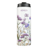 Bouteilles Isothermes Aquarelle monochrome violet Fleur sauvage pré (Devant)