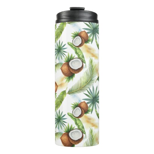 Bouteilles Isothermes Aquarelle Motif de noix de coco tropicale (Devant)